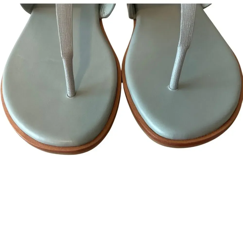 Tory Burch Mini Everly Geometric‎ Blue Grey Sandals Double T 7